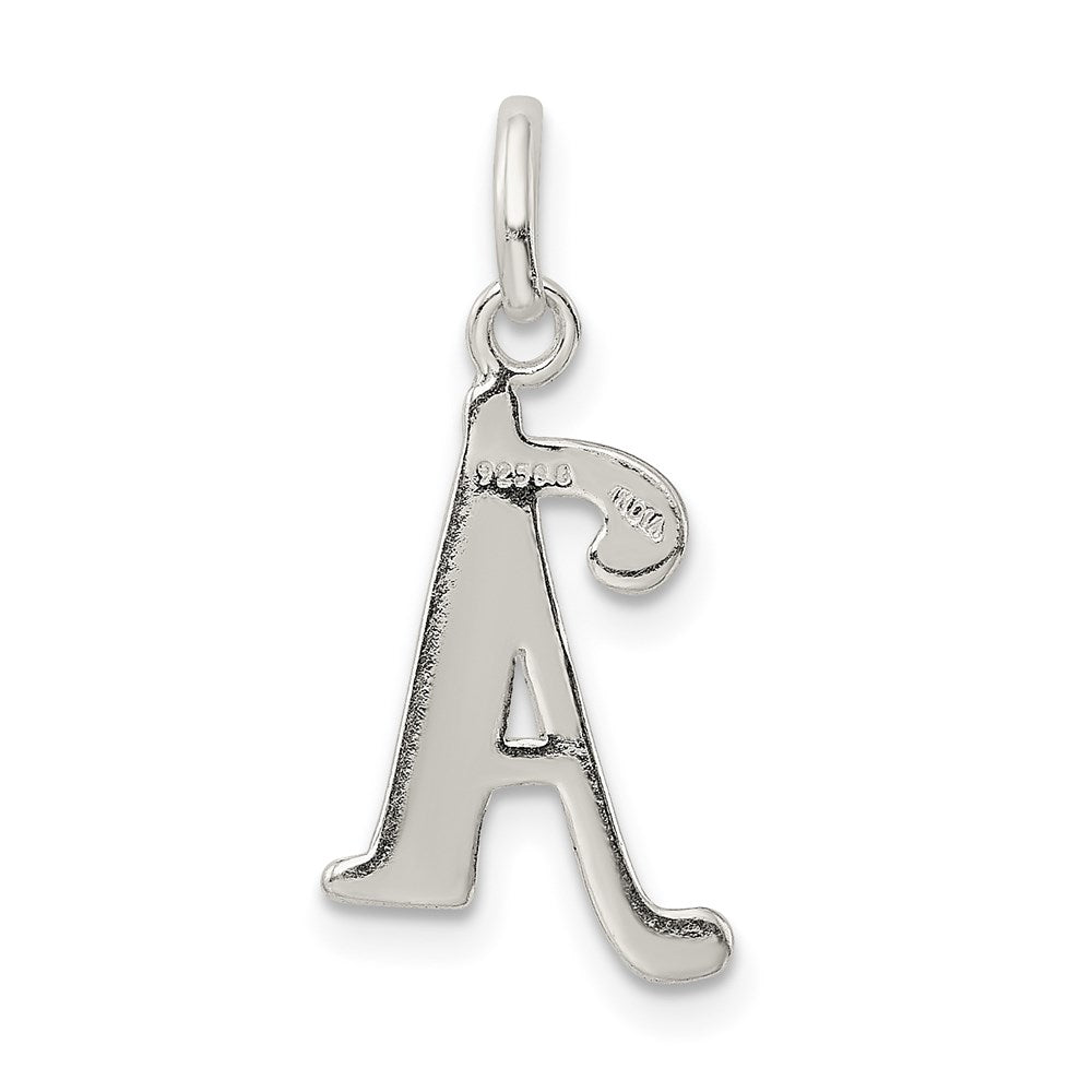 Sterling Silver Polished Glitter Enamel Letter A Initial Charm QC9181A