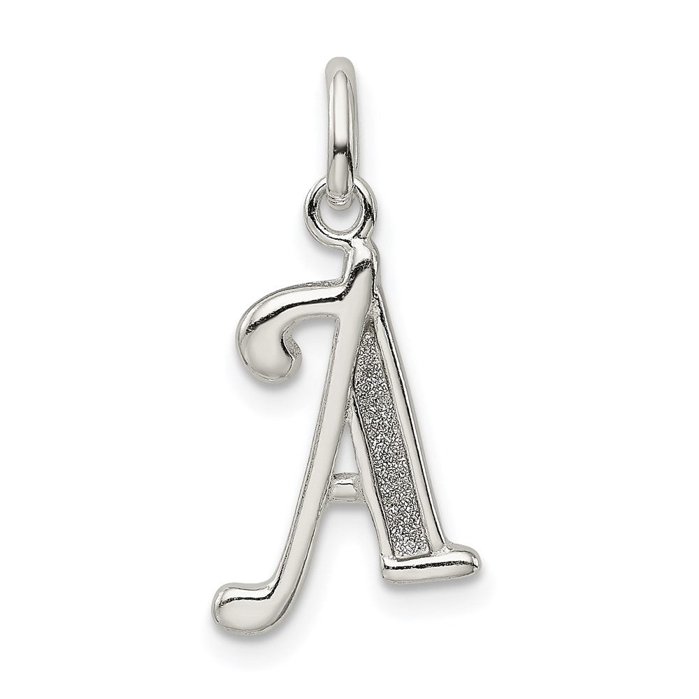 Sterling Silver Polished Glitter Enamel Letter A Initial Charm QC9181A