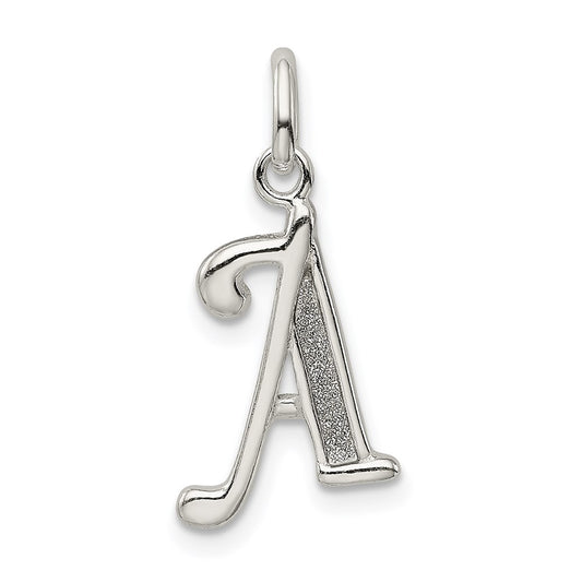 Sterling Silver Polished Glitter Enamel Letter A Initial Charm QC9181A