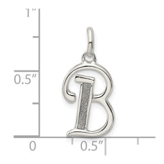 Sterling Silver Polished Glitter Enamel Letter B Initial Charm QC9181B