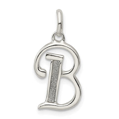 Sterling Silver Polished Glitter Enamel Letter B Initial Charm QC9181B
