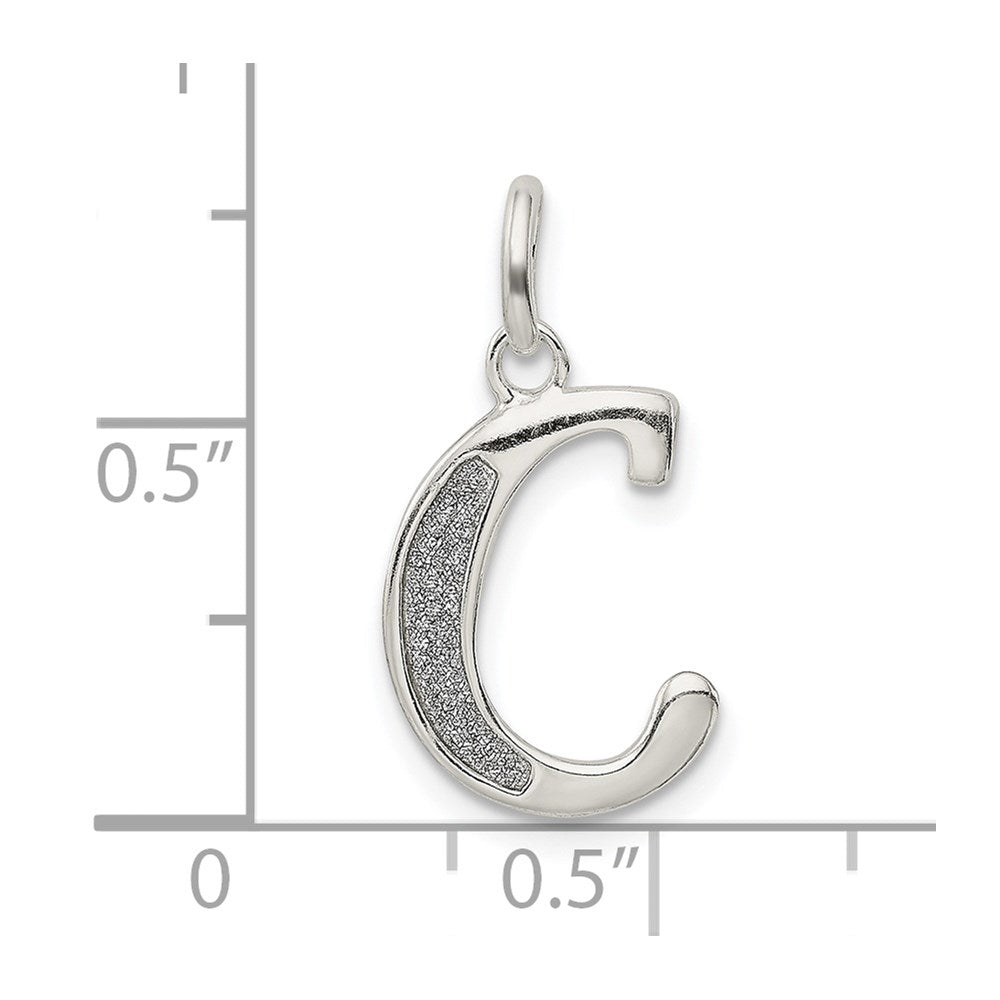 Sterling Silver Polished Glitter Enamel Letter C Iniital Charm QC9181C