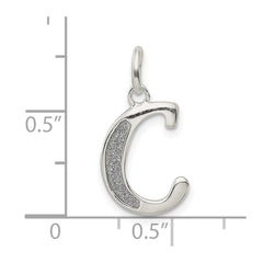 Sterling Silver Polished Glitter Enamel Letter C Iniital Charm QC9181C