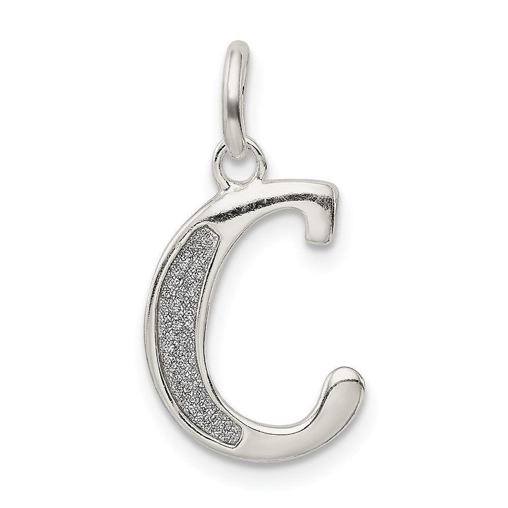 Sterling Silver Polished Glitter Enamel Letter C Iniital Charm QC9181C
