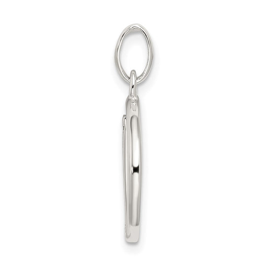 Sterling Silver Polished Glitter Enamel Letter D Initial Charm QC9181D