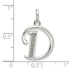 Sterling Silver Polished Glitter Enamel Letter D Initial Charm QC9181D