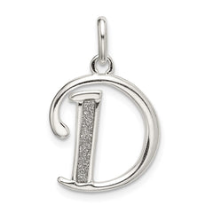 Sterling Silver Polished Glitter Enamel Letter D Initial Charm QC9181D