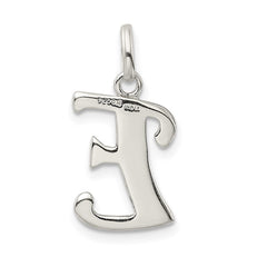 Sterling Silver Polished Glitter Enamel Letter E Initial Charm QC9181E