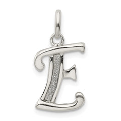 Sterling Silver Polished Glitter Enamel Letter E Initial Charm QC9181E