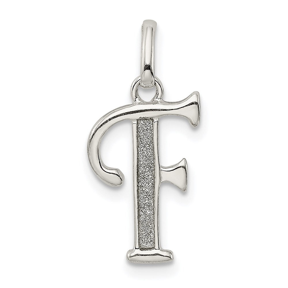 Sterling Silver Polished Glitter Enamel Letter F Initial Charm QC9181F