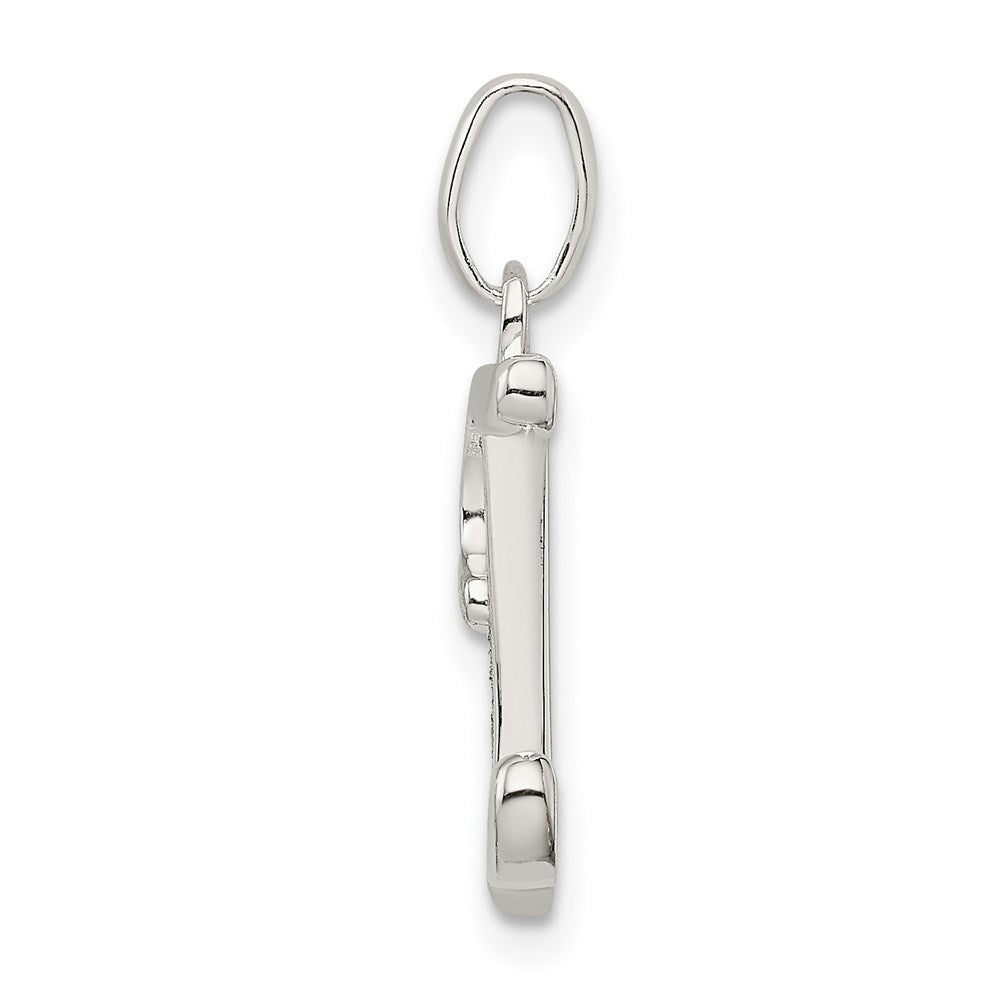 Sterling Silver Polished Glitter Enamel Letter I Initial Charm QC9181I