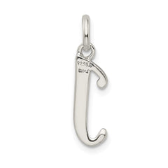 Sterling Silver Polished Glitter Enamel Letter J Initial Charm QC9181J