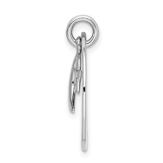 Sterling Silver Rhodium-plated Love You To Moon & Back Pendant QC9189