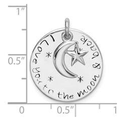 Sterling Silver Rhodium-plated Love You To Moon & Back Pendant QC9189