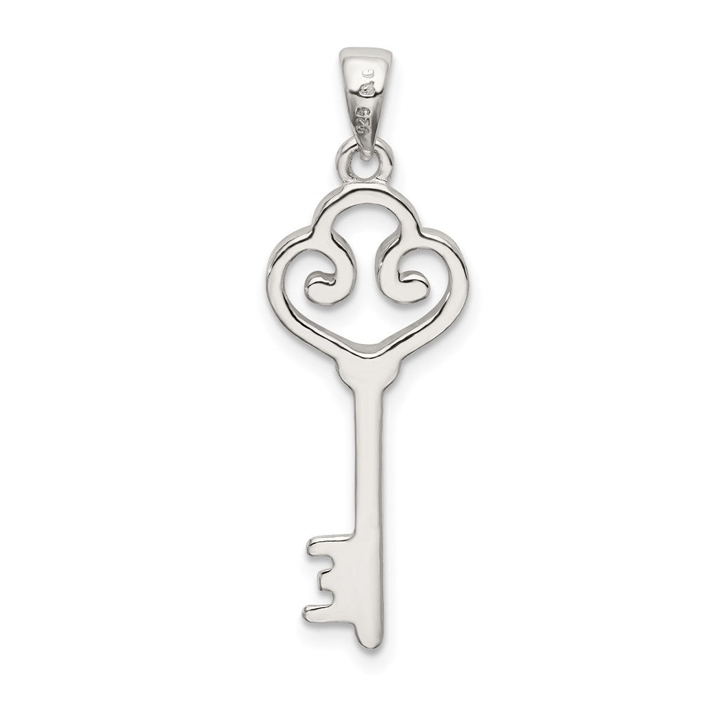 Sterling Silver Polished Heart Key Pendant QC9197