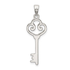 Sterling Silver Polished Heart Key Pendant QC9197