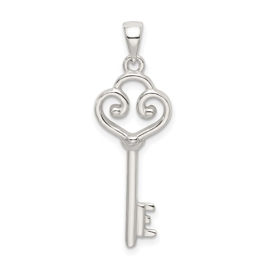 Sterling Silver Polished Heart Key Pendant QC9197