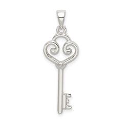 Sterling Silver Polished Heart Key Pendant QC9197