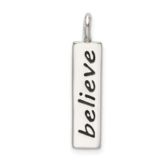 Sterling Silver Polished Enameled BELIEVE Pendant QC9213