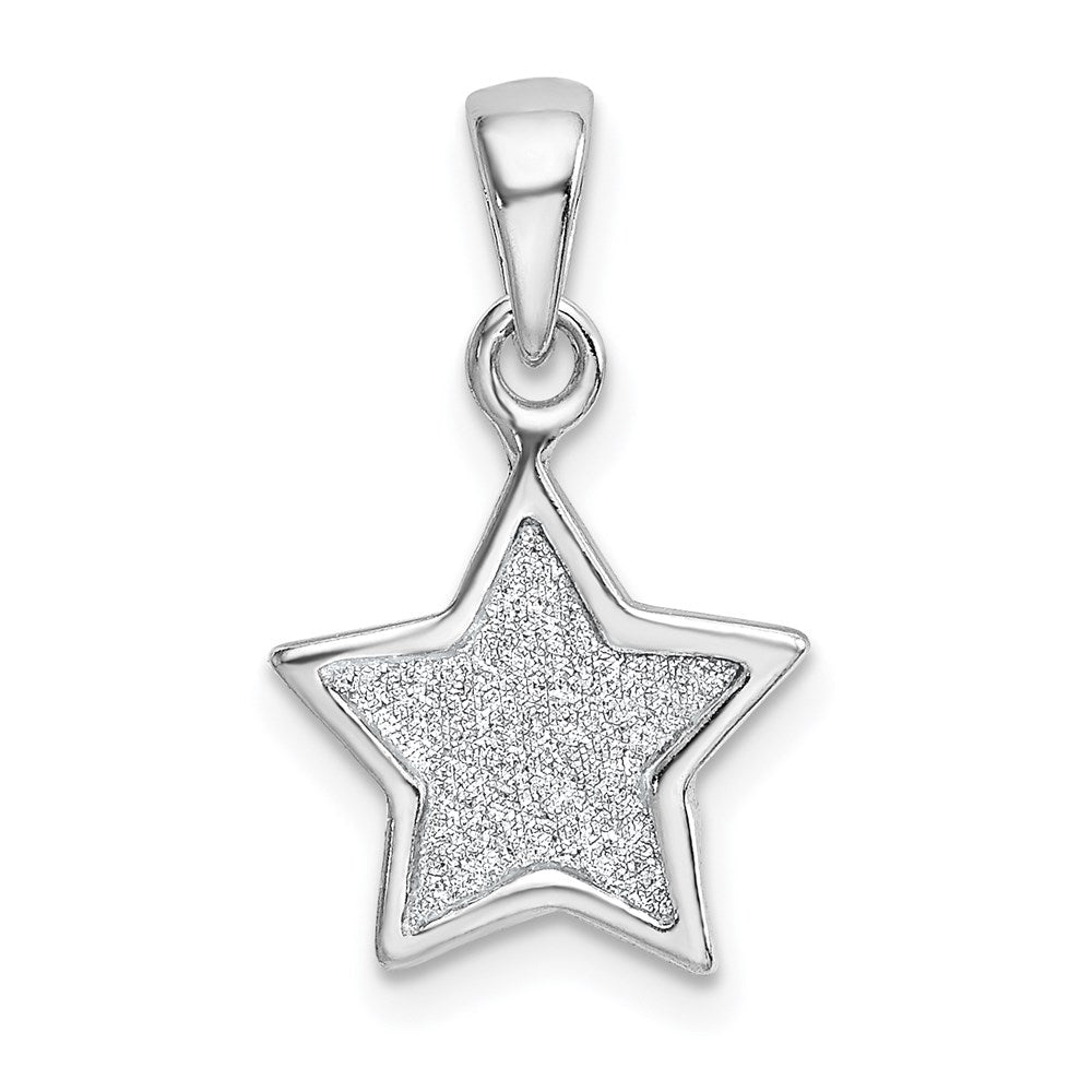 Sterling Silver Rhodium-plated Glitter Enamel Fabric Star Pendant QC9226