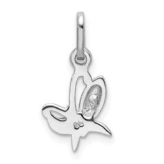 Sterling Silver Rhodium-plated CZ Butterfly Pendant QC9229