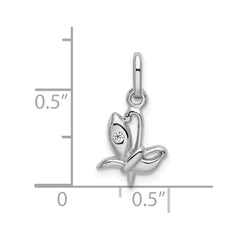 Sterling Silver Rhodium-plated CZ Butterfly Pendant QC9229