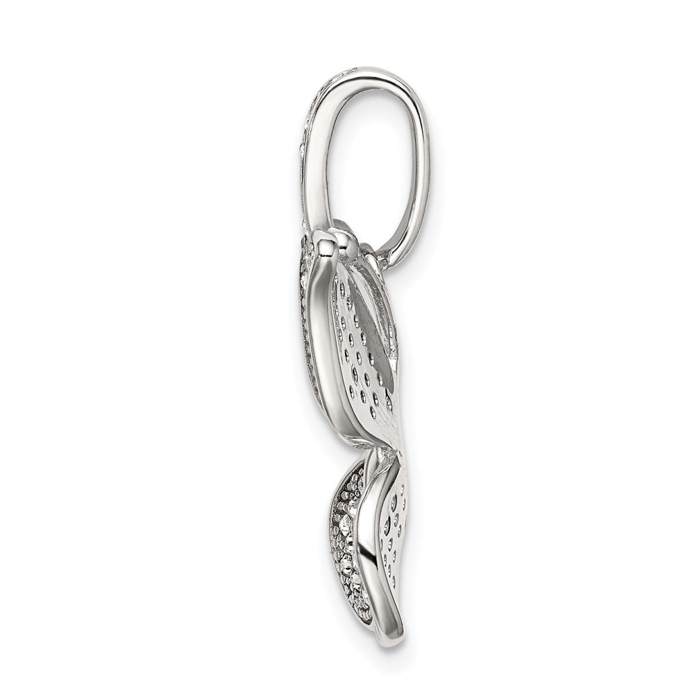 Sterling Silver Rhod-plated Polished Preciosa Crystal Butterfly Pendant QC9231