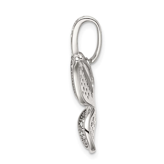 Sterling Silver Rhod-plated Polished Preciosa Crystal Butterfly Pendant QC9231