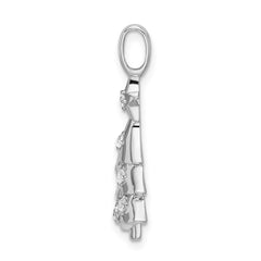 Sterling Silver Rhodium-plated CZ Christmas Tree Pendant QC9235