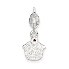 Sterling Silver Polished and Enameled Cupcake w/Garnet Charm QC9288