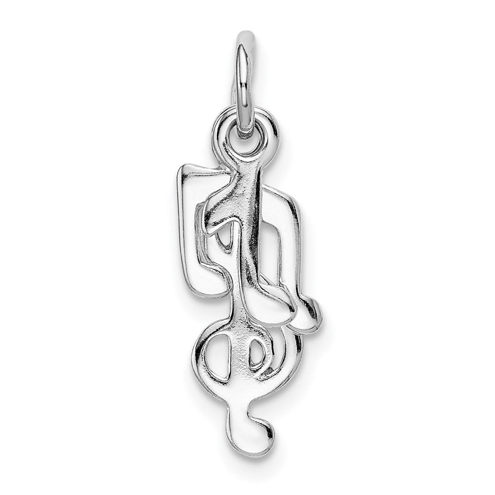 Sterling Silver Rhod-plated Polished Music Notes Charm QC9294