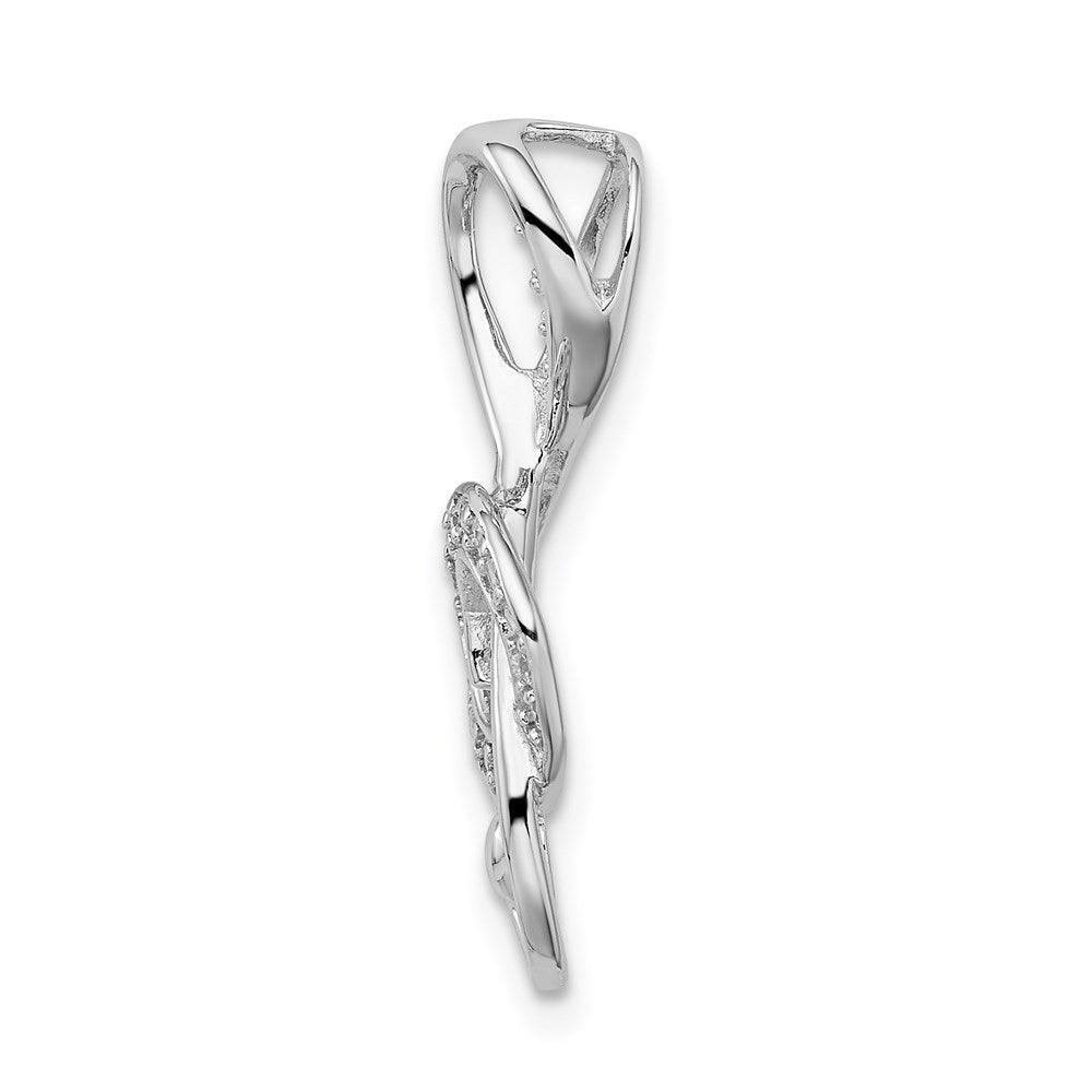Sterling Silver Rhodium-plated CZ Treble Clef Slide QC9297