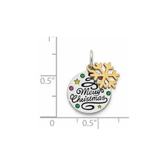 Sterling Silver Gold Tone Enamel CZ Christmas Pendant QC9355