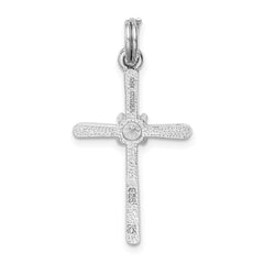 Sterling Silver Rhodium-plated CZ Cross Pendant QC9389