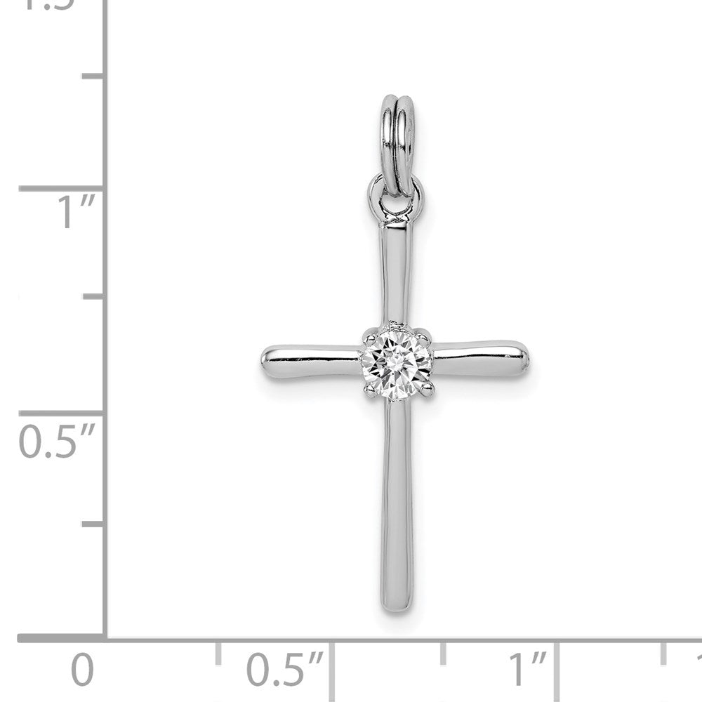 Sterling Silver Rhodium-plated CZ Cross Pendant QC9389