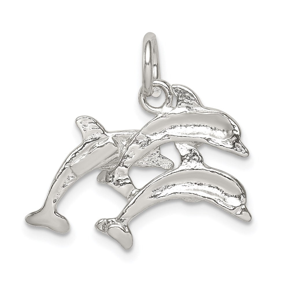 Sterling Silver Dolphins Charm QC939