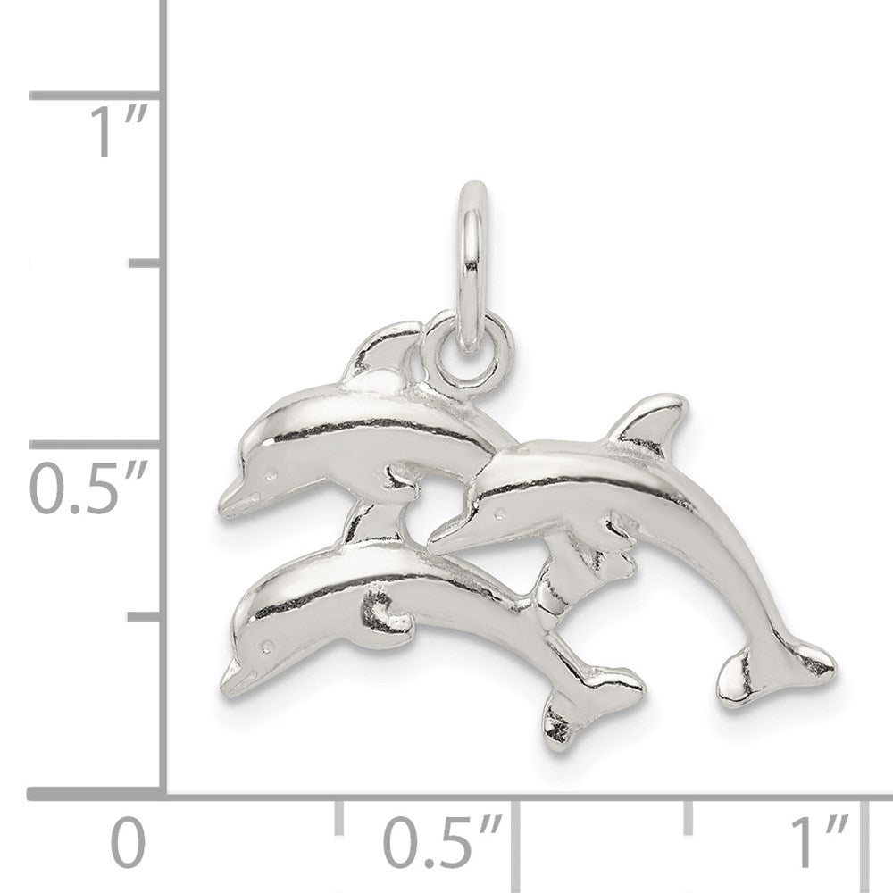 Sterling Silver Dolphins Charm QC939
