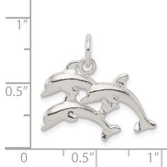 Sterling Silver Dolphins Charm QC939