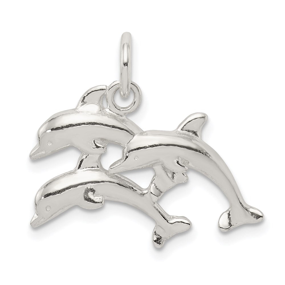 Sterling Silver Dolphins Charm QC939