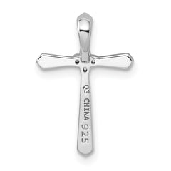 Sterling Silver Rhodium plated CZ Cross Chain Slide Pendant QC9390