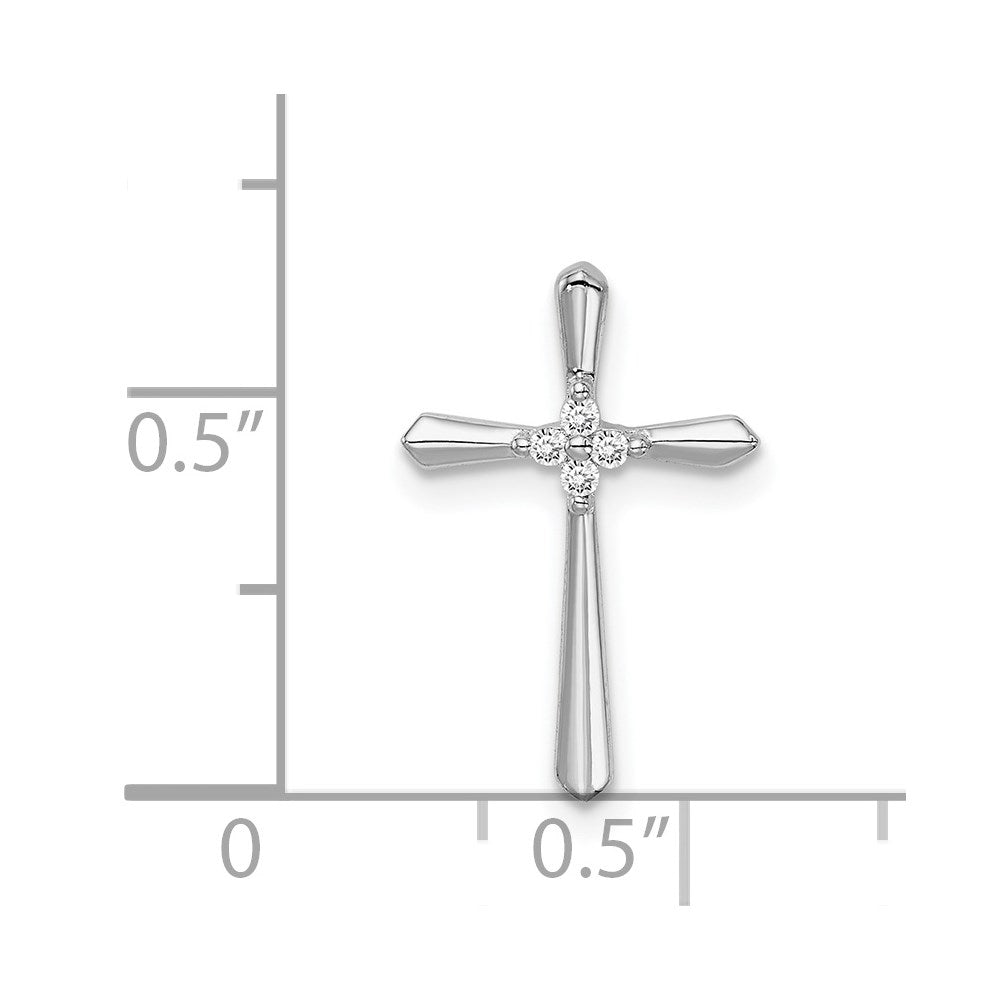 Sterling Silver Rhodium plated CZ Cross Chain Slide Pendant QC9390