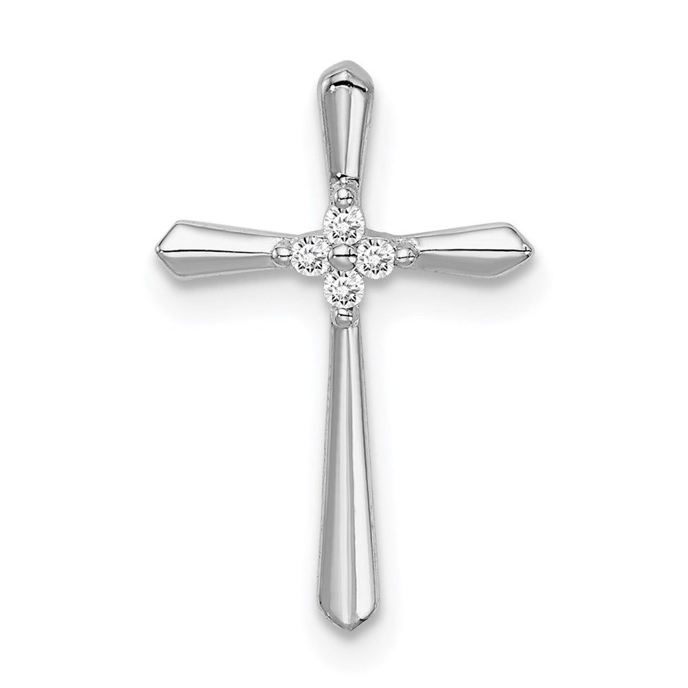 Sterling Silver Rhodium plated CZ Cross Chain Slide Pendant QC9390