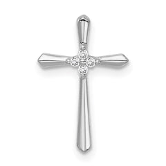 Sterling Silver Rhodium plated CZ Cross Chain Slide Pendant QC9390