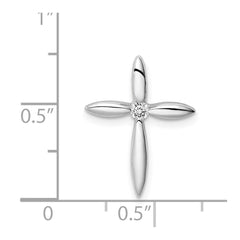 Sterling Silver Rhodium-plated Center CZ Passion Cross Chain Slide QC9391