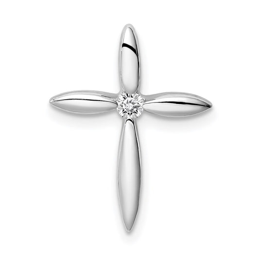 Sterling Silver Rhodium-plated Center CZ Passion Cross Chain Slide QC9391