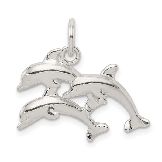 Sterling Silver Dolphins Charm QC939