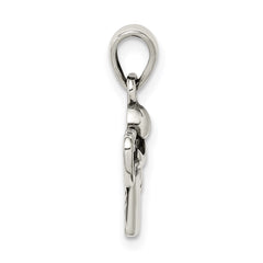 Sterling Silver Antiqued Angel with Heart Pendant QC9428