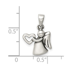 Sterling Silver Antiqued Angel with Heart Pendant QC9428