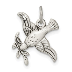 Sterling Silver Antiqued Diamond-Cut Bird Pendant QC9434