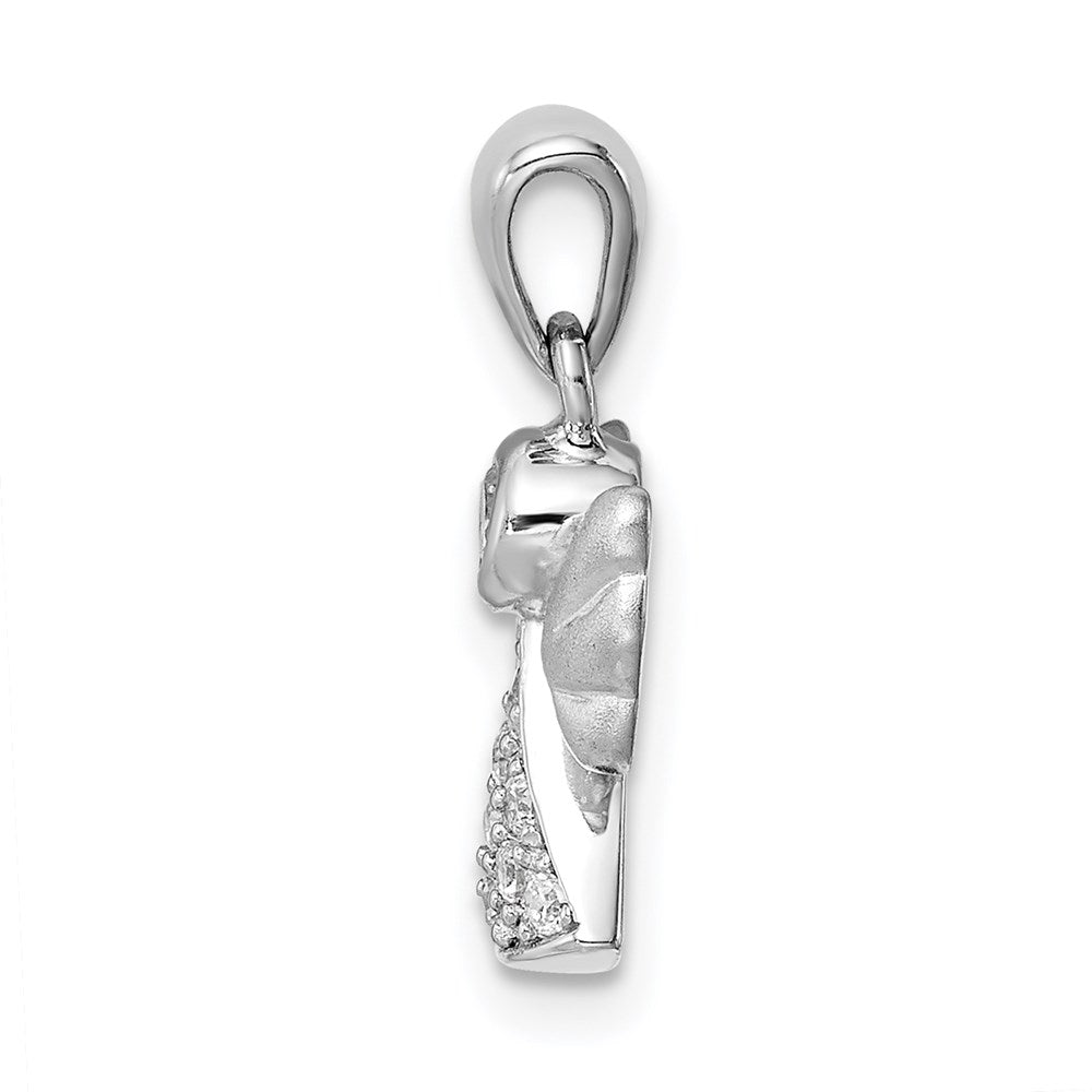 Sterling Silver Rhodium-plated CZ Satin Angel Pendant QC9436